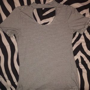 Striped choker fitted shirt